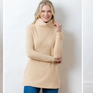 Dudley Stephens Cobble Hill Fleece Turtleneck, Natural Blush, Medium